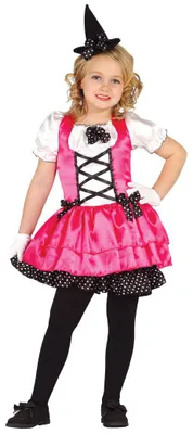 Produktbild von Rosa Hexenkleid für Mädchen mit Mini-Hut, Gr. 98-134, Größe:128/134