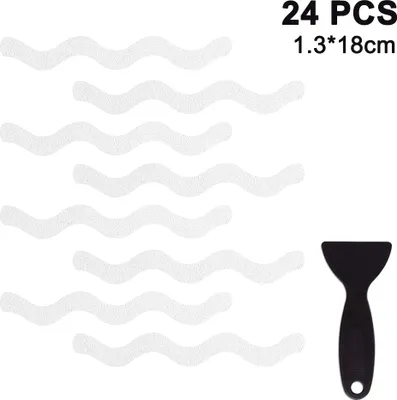 Produktbild von 24 Stück S-förmige rutschfeste Badewannenaufkleber, Anti-Rutsch-Streifen für die Badewanne, Sicherheits-Duschstufen für Dusche, Wanne, Stufen, bodenfeste selbstklebende Griffapplikationen für Babys, Senioren und Erwachsene