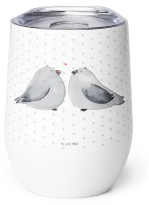 Produktbild von Mr. & Mrs. Panda Thermo Becher Turteltauben Liebe - Weiß - Geschenk, Edelstahlbecher, Verliebt, kaffee tasse, glücklich, Thermobecher, Weintumbler, thermosbecher, Tauben