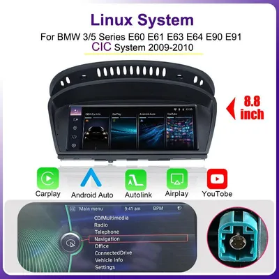 Zdjęcie produktu dla Radio samochodowe multimedialne z systemem nawigacji, ekran dotykowy, kompatybilne z CarPlay i Android Auto, 8,8 cala