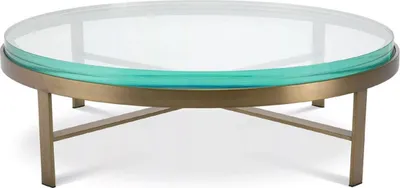 Produktbild von Casa Padrino Luxus Couchtisch Messing Ø 97,5 x H. 30 cm - Runder Wohnzimmertisch mit Glasplatte - Wohnzimmer Möbel - Luxus Möbel - Wohnzimmer Einrichtung - Luxus Einrichtung