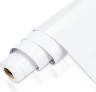 Produktbild von Izrielar Selbstklebende PVC Tapetenfolie 500×61 cm, weiße Möbelfolie einfarbig, wasserfest, für Küche und Schrank