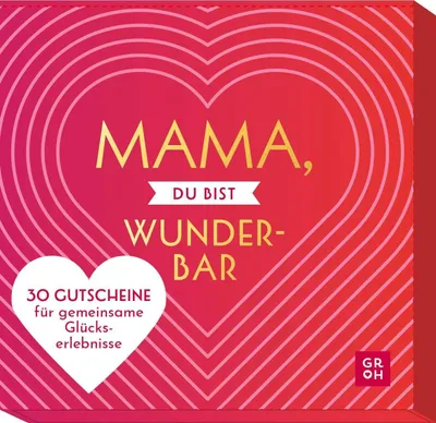 Produktbild von Gutscheinbox Mama, du bist wunderbar, 30 Gutscheine für Mikroabenteuer, 5 personalisierbare Karten