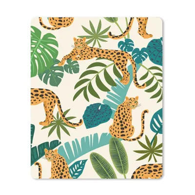 Produktbild von MuchoWow® Mauspad Mousepad Dschungel - Leopard - Pflanzen - Muster - Mädchen - Jungen 30x40 cm - Mousepads - Maus Mat - Pad - Mausunterlage - Mausmatten