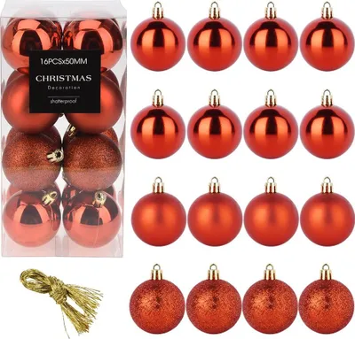 Produktbild von Christbaumkugeln - 16er Set - Bruchsicher - Kunststoff - Rote Weihnachtskugeln 5cm