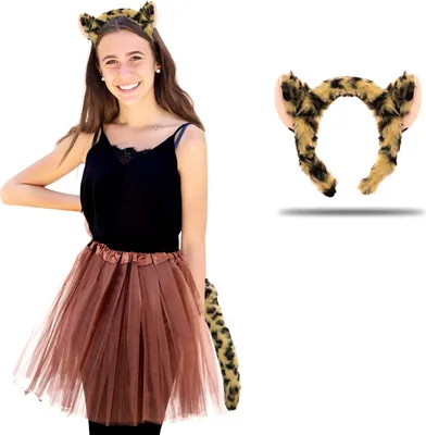Produktbild von Oblique Unique Leopard Kostüm Accessoire Set - Leoparden Haarreifen und Schwanz für Fasching Karneval Motto Party