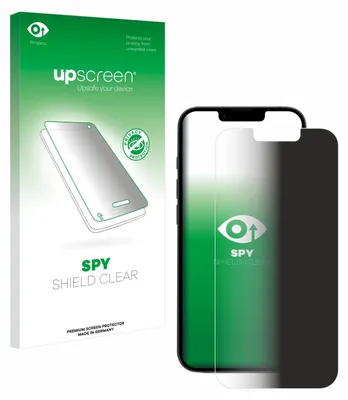 A product package and a smartphone with a screen protector are shown side-by-side.