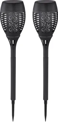 Produktbild von 2er Set LED Solar Steckleuchte, schwarz, Feuereffekt, H 49,5 cm