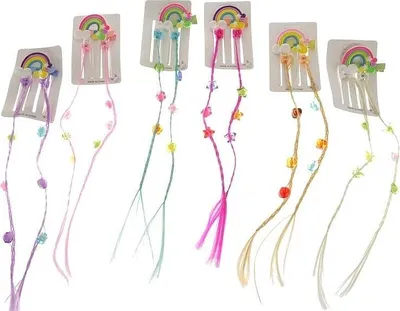 Immagine prodotto di fermaglio per capelli 2 treccine con decorazioni 12 pezzi