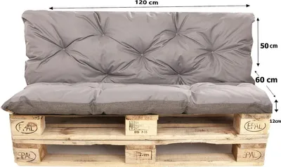 Produktbild von Palettenkissen set 120x60x50cm, Palettenkissen Grau, Gartenkissen, europaletten sitzkissen, palettenkissen outdoor, Satz Kissen für Gartenmöbel