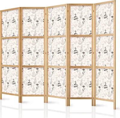 Obrázek produktu pro Japonský paraván Abstractions 225x172 cm 5dílný černý