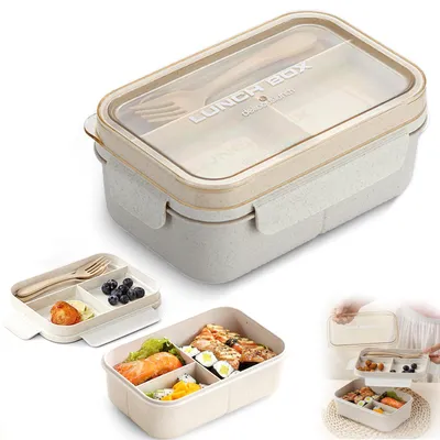 Bento-Box 1200 ml mit 5 Fächern und Besteck, auslaufsicher