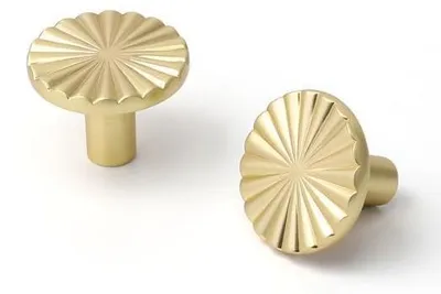 Produktbild von Goldene Schrankknöpfe, Küche, massive runde Schubladenknöpfe, schlichte Schrankgriffe für Schubladen, Möbelknöpfe aus Zinklegierung