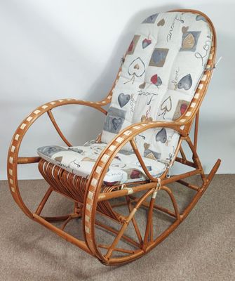 Korbstuhl, Schaukelstuhl aus Weide Modell Ole inkl. Polster Love, Rattan Schaukelstuhl