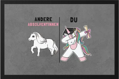 Produktbild von Andere Absolventinnen Du Fußmatte  Pferd Einhorn Geschenkidee Lustig Studium Ausbildung Schule