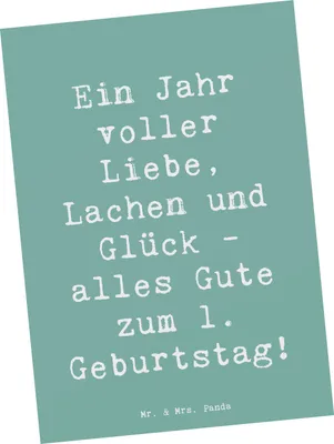 Produktbild von Mr. & Mrs. Panda Postkarte Spruch 1. Geburtstag Liebe Lachen Glück - Meeresbrise - Geschenk, Ansichtskarte, Alter, Happy Birthday, Familientag, Geburtstagsfeier