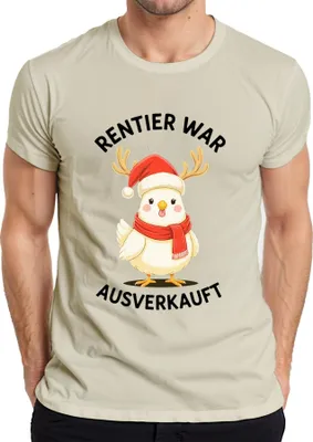 Imagen del producto de Camiseta para hombre con diseño divertido de un pollito, ideal para regalo de Navidad. Color: natural. Talla: S