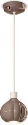 Produktbild von Hängeleuchte Metall Keramik E14 Ø 13 cm H: max. 134 cm Mokka rund Retro Design Keramikleuchte
