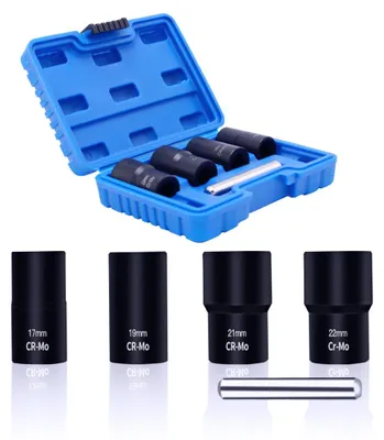 Produktbild von 4‑teiliges Set von Ausdreher‑Einsätzen für beschädigte Muttern und Bolzen, 1/2"‑Antrieb, 17–22 mm