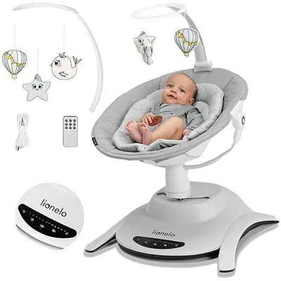 Productafbeelding van Bella elektrische babywieg, geschikt voor baby's tot 9 kg, met verstelbare rugleuning, 5 schuifstanden, veiligheidsgordel, bewegingssensor en antislipbodem
