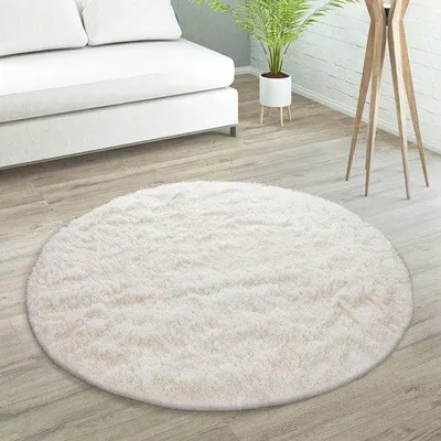Produktbild von Famanu Hochflor Teppich Rund Ø 200 cm - Ivofarben