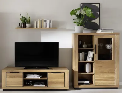 Produktbild von Wohnwand >Greno< (3-teilig) in Wildeiche, teilmassiv - 275x142x54cm (BxHxT)