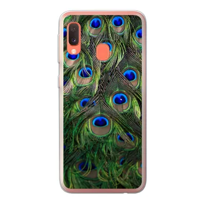 Produktbild von MuchoWow® Handyhülle Schutzhülle Hülle für Samsung Galaxy A20e Nahaufnahme von Pfauenfedern Silikon Softcase Handy Hülle - Abdeckung
