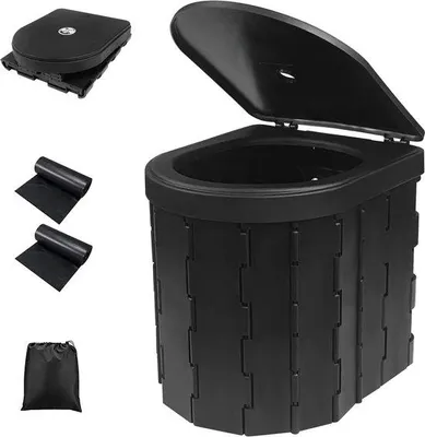 Image de Toilettes de camping portables avec 2 sacs biodégradables - Toilettes d'urgence pour la randonnée, le camping et les voyages