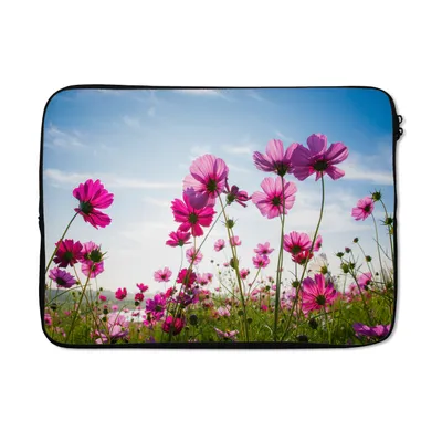 Produktbild von MuchoWow® Laptop Hülle 13 Zoll Blumen - Rosa - Cosmea Laptoptasche - Laptophülle - Sleeve - Rundumschutz