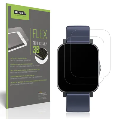 Produktbild von 2x Full Cover Schutzfolie matt für Qnix Smartwatch Panzerfolie Anti-Shock