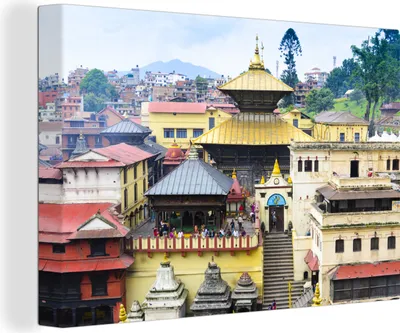Produktbild von OneMillionCanvasses® - Leinwandbilder - 150x100 cm, Pashupatinath-Tempel Nepal, Wandbilder Kunstdruck Wanddekoration