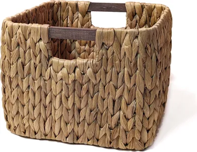 Produktbild von Aufbewahrungskorb FABI ideal für Kallax beige (31/31/24) aus Wasserhyazinthe mit Holzgriff Natur Aufbewahrung Ordnungshelfer Regalkorb Geschenk Handgewebter Aufbewahrungskorb