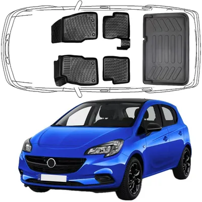 Produktbild von 3D Auto Fußmatten & Kofferraumwanne Set Kompatibel mit Opel Corsa E 2014-2019