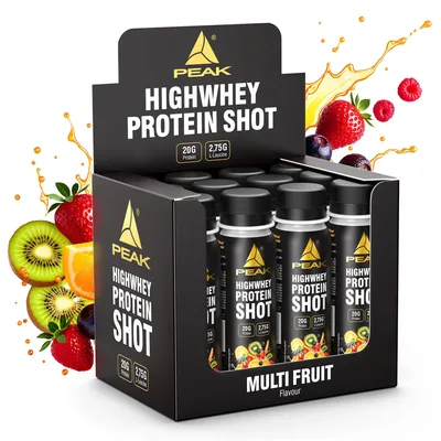 Produktbild von HIGHWHEY Protein Shot: 12er Display Verpackungseinheit: 12er Display I 20g Protein in einem Schluck I Sofort trinkfertig
