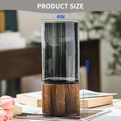 Obrázok produktu pre Omgoods – Veľká sklenená váza valcovitého tvaru na kvety, 25 x 10 cm