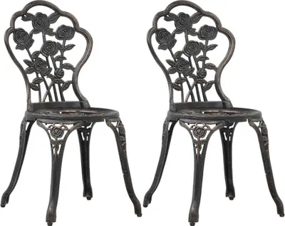 Produktbild von Bistro-Stühle 2 Stk. Bronze Aluminiumguss