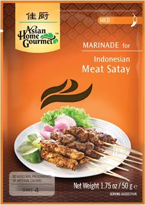 Produktbild von ASIAN HOME GOURMET Marinade Sauce für Saté Spieße indonesischer Art 50g | Mild
