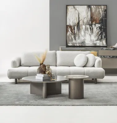 Produktbild von Modernes Wohnzimmer-Set mit 4-Sitzer Couchtisch und Beistelltisch