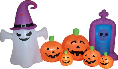 Obrázek produktu pro EUROPALMS Halloweenská nafukovací figurka ducha s dýněmi, 244 cm