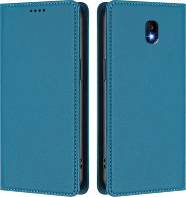 Produktbild von Handyhülle für Samsung Galaxy J3 2017, Kunstleder Klapphülle Stoßfeste Magnetische Hülle mit Ständer Blau