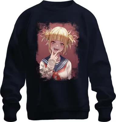 Immagine prodotto di Himiko Toga Schoolgirl Seifuku Yandere Manga Portrait Vampire Unisex Felpa Pullover, Navy, L
