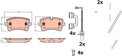 Produktbild von TRW Bremsbeläge Satz Hinten für AUDI A6 Avant (4G5, 4GD, C7) GDB2464