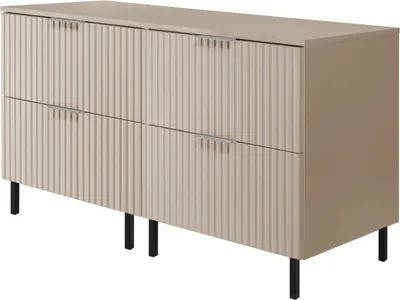 Produktbild von Waschbeckenunterschrank, Mattweiß, 120 (2 x 60) x 77 x 46 cm, goldener Griff, schwarze Beine + Arbeitsplatte