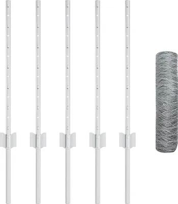 Produktbild von Möbel Zaunpfosten 5 Stück U-Kanal 60 cm Feuerverzinkter Stahl, Hexagonzaun 0,5x10 m Feuerverzinkter Stahl - Zaunzubehör 3336953