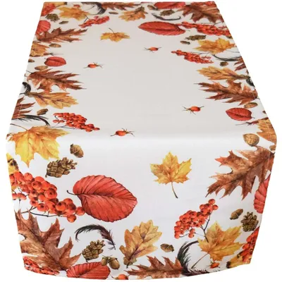 Produktbild von Tischläufer Druck bunt Blätter Herbstlaub 40x90 cm