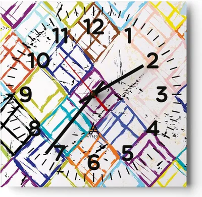 Produktbild von Wanduhr - Quadrat - Glasuhr - Abstraktion modern - 30x30cm - Schleichendes Uhrwerk - Lautlos - zum Aufhängen bereit - Dekoration Modern - Wanddekoration aus Glas - C4AC30x30-3765