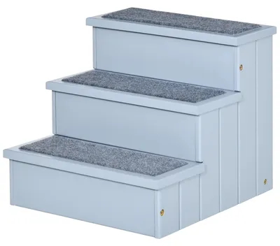 Productafbeelding van PawHut Honden trap - Trap voor huisdieren - Kiefer - 44,5 x 40,5 x 38 cm - Grijs