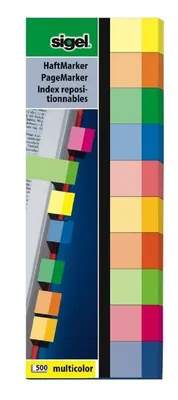 Produktbild von SIGEL HN682 Haftmarker, Papier,  Multicolor, verschiedene Farben, 50x15 mm, 500 Streifen