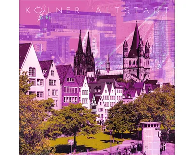 Produktbild von Glasbild Köln Altstadt lila 20x20 cm