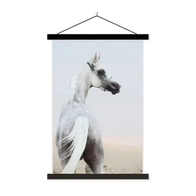 Produktbild von MuchoWow® Textilposter Pferd - Sand - Pastell 120x180 cm mit schwarzem Rahmen - Fotos